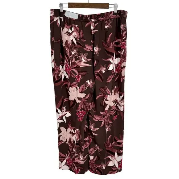 NEW NWT Chicos Sz Large/XL US 14P 2.5P Petite Wide Leg Pants Pink tROPICAL - Picture 8 of 8
